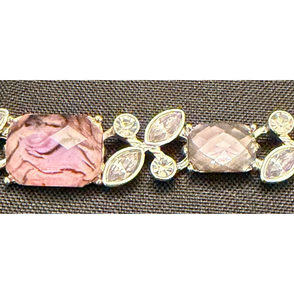 Vintage Napier Silver-Tone Purple Gemstone Rhinestone Flex Link Bracelet 7" x.5w - Picture 5 of 7